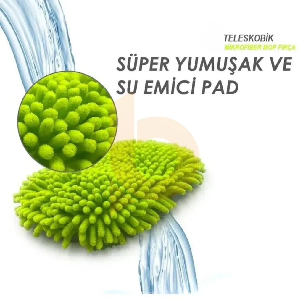 Wilma Secret Mikrofiber Araba Yıkama Paspası Temizleme Fırçası Teleskopik Uzun Saplı Araç Yıkama Mopu Yedek Moplu